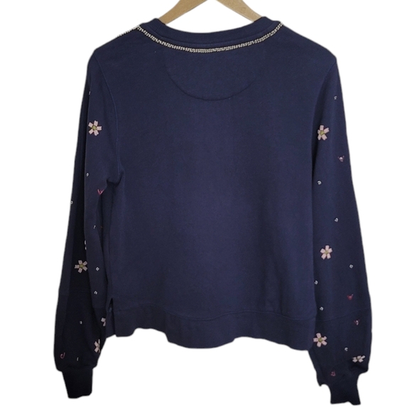 Anthropologie Swan Lake Embroidered & Bead Embellished Crewneck Sweatshirt - Picture 10 of 11